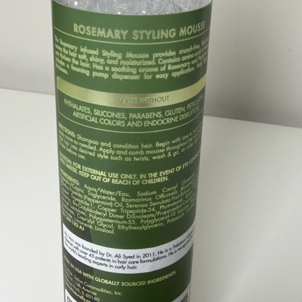 AS I AM Rosemary Mint Styling Mousse ( 8oz / 237 ml ) All Natural Mousse‎
